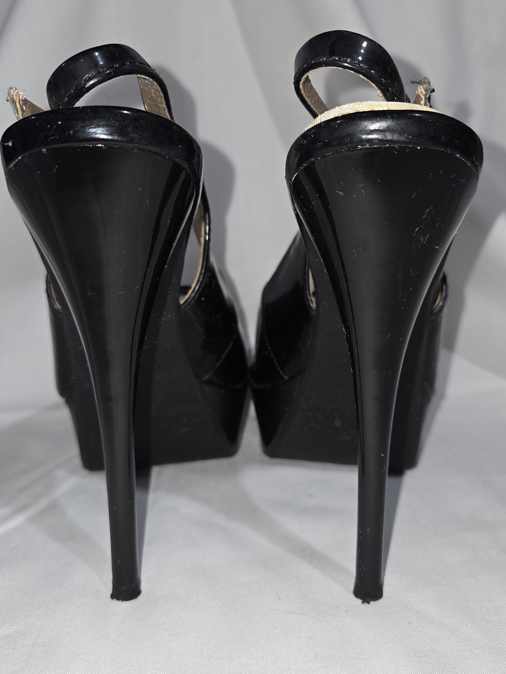 Charlotte Russe Black Patent Platform Slingback Heels - Picture 2 of 4